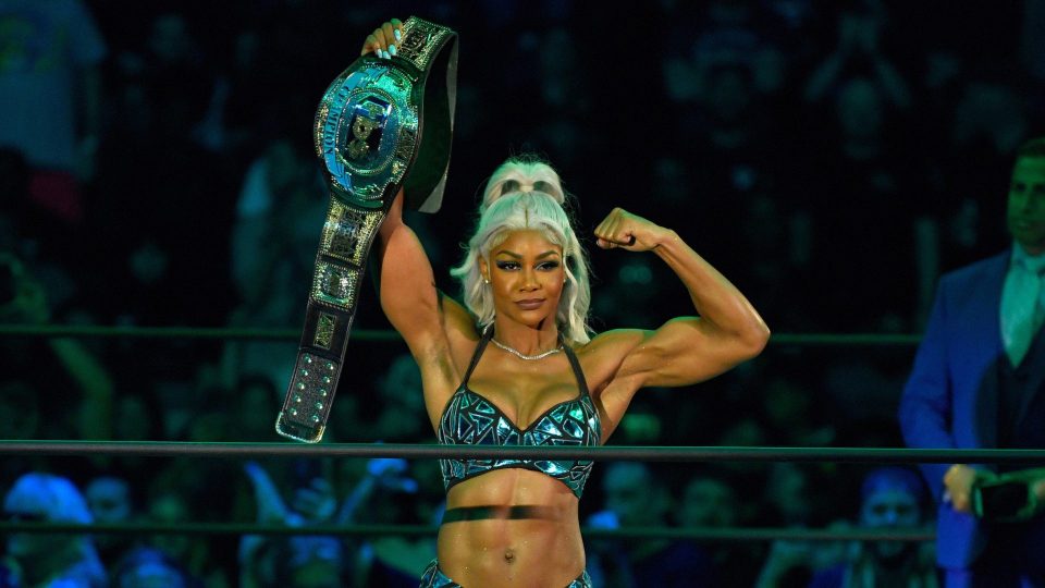 Jade Cargill poses with the TBS Title
