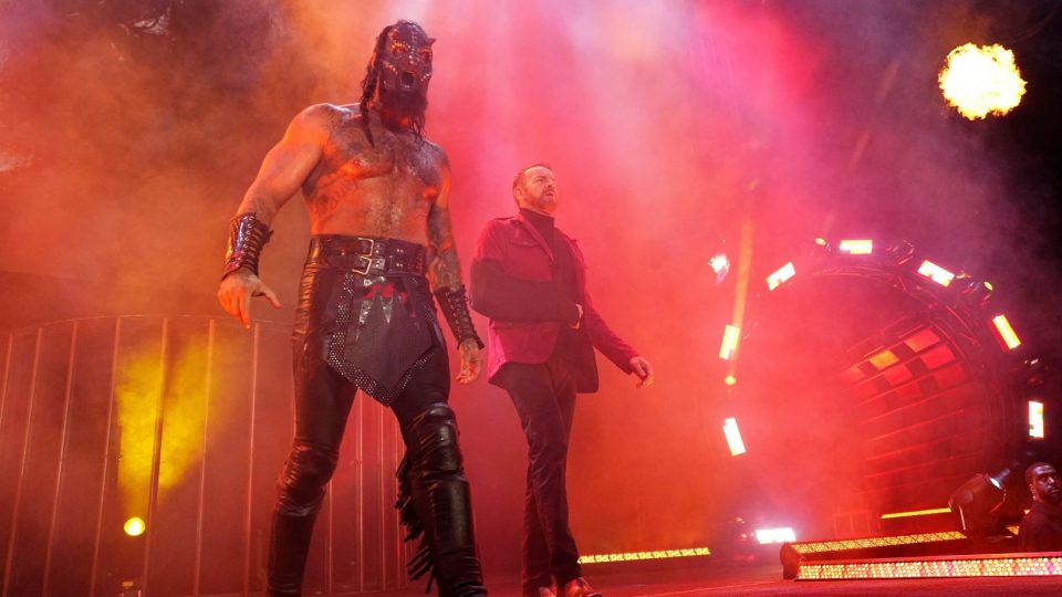 Luchasaurus Christian Cage make their entrance on AEW Dynamite 2022