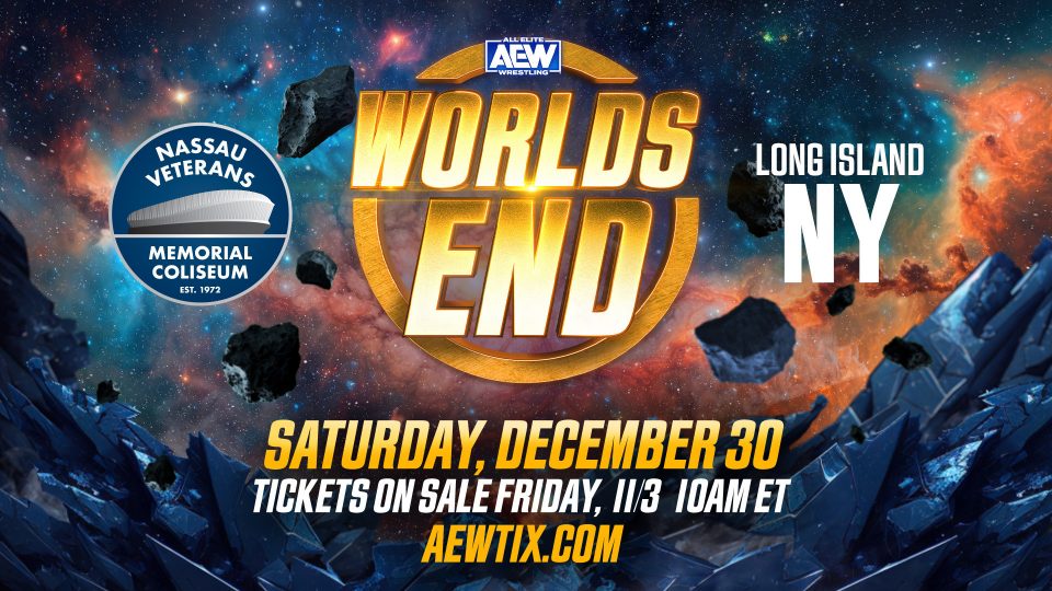Official poster graphic announcing AEW Worlds End