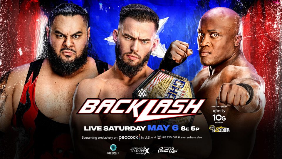 WWE Backlash Austin Theory (c) vs Bobby Lashley vs. Bronson Reed - United States Championship