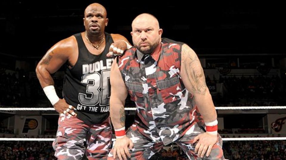 The Dudley Boyz wait for opponents in the ring