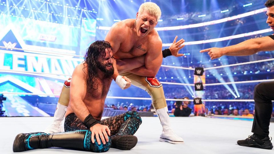 Cody Rhodes wrestling Seth Rollins