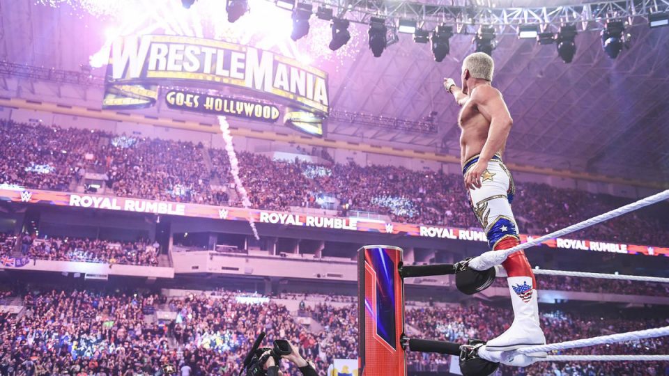 Cody Rhodes wins Royal Rumble points at WrestleMania 39 sign