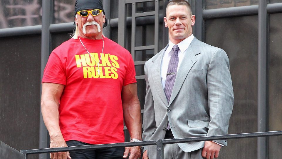 Hulk Hogan and John Cena stood side by side at a WWE corporate event.