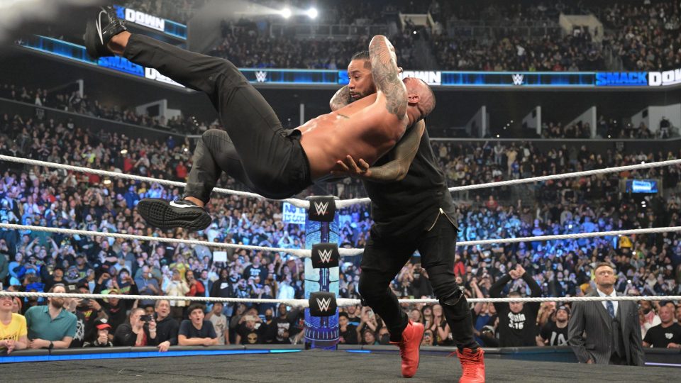 Randy Orton delivers an RKO to Jimmy Uso on WWE SmackDown
