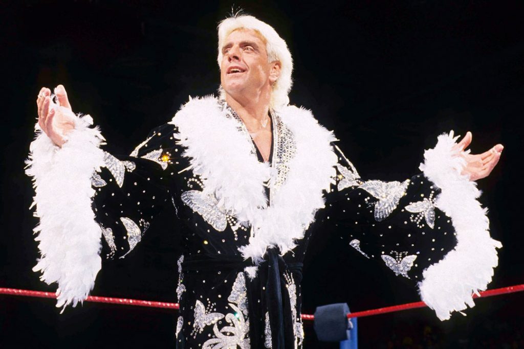 Ric Flair wearing black butterfly robe