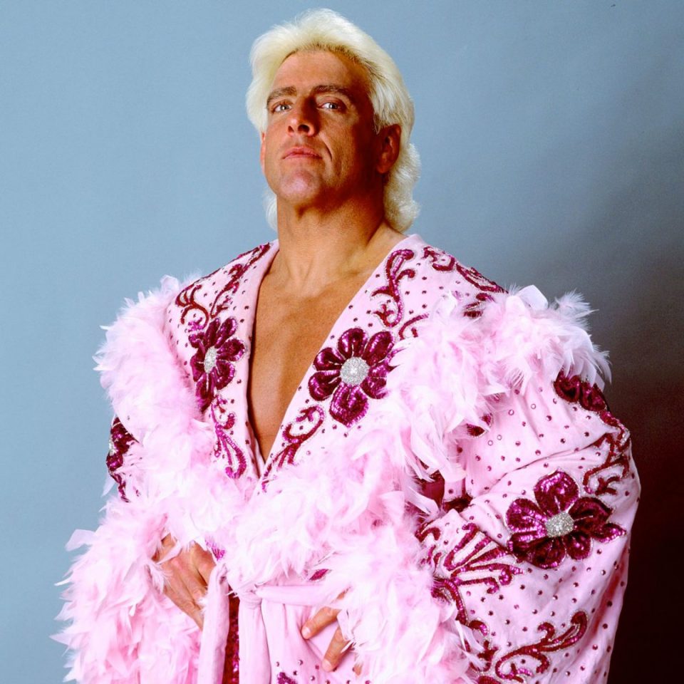 Ric Flair wearing pink robe