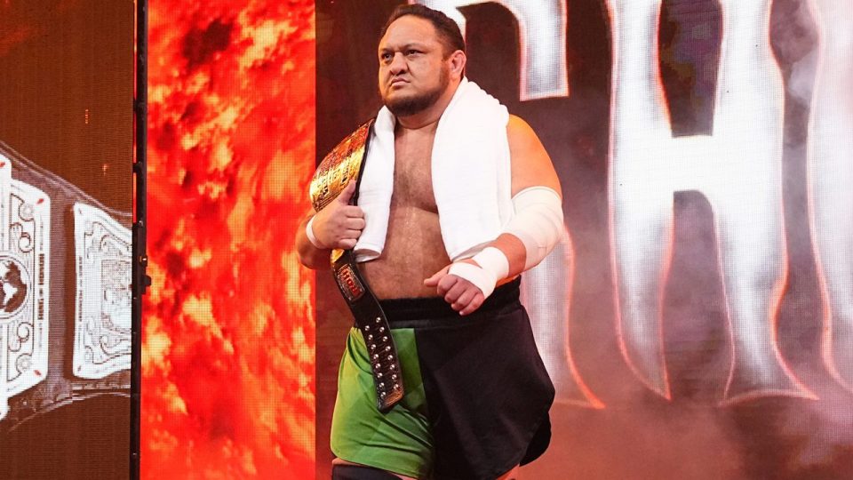 Samoa Joe making his entrance as ROH World Television Champion on AEW Dynamite
