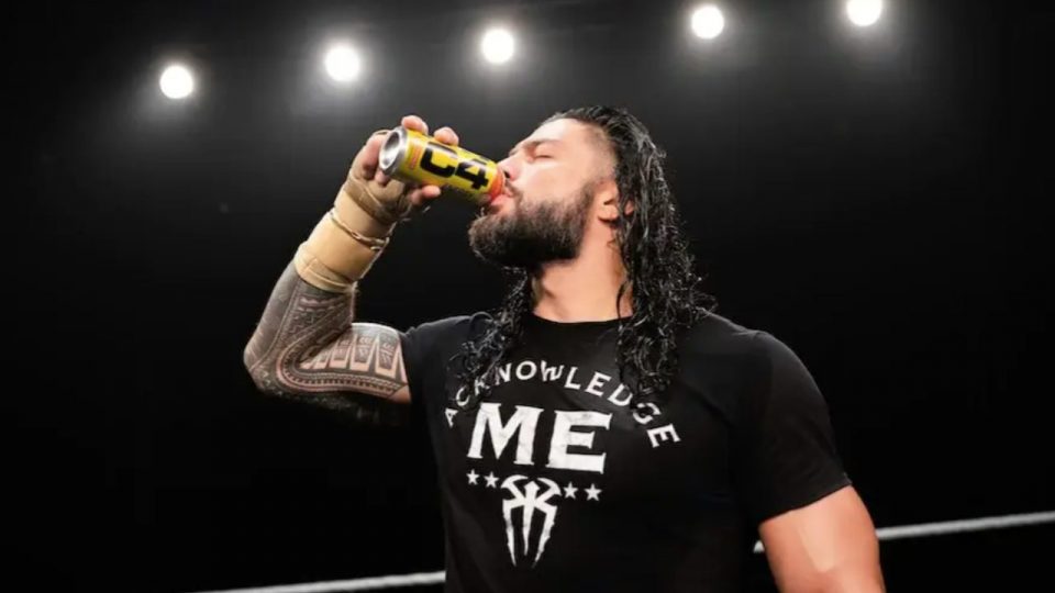 WWE Superstar Roman Reigns enjoying him some C4 energy drink