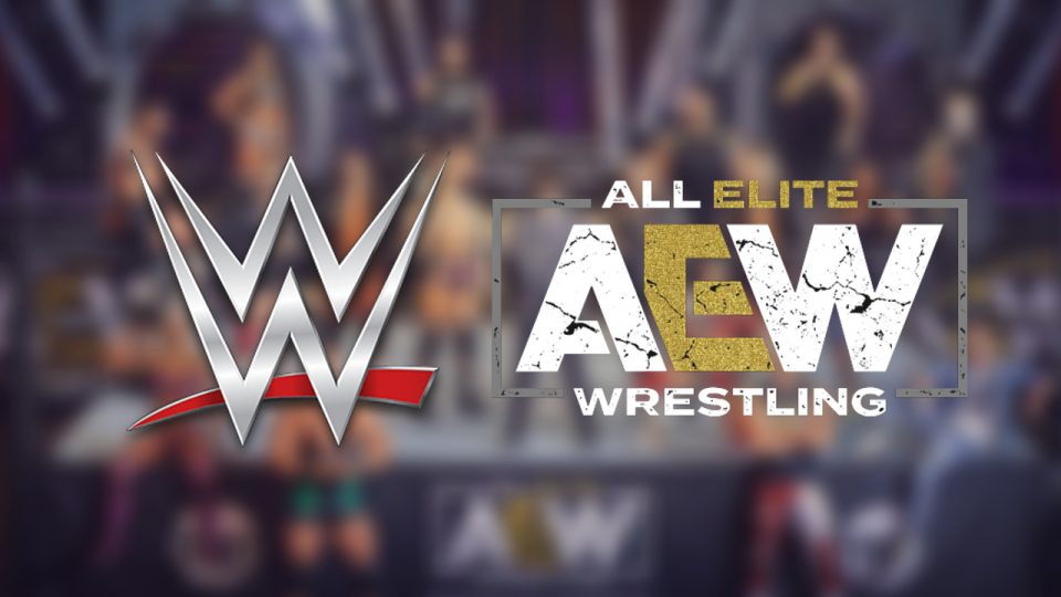 WWE AEW Logo over Roster