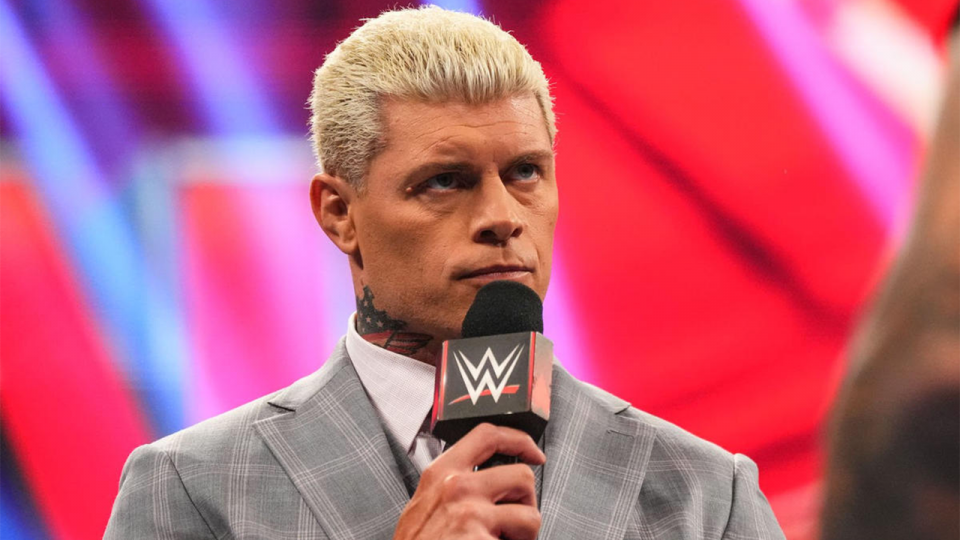 Cody Rhodes cutting a promo on an October 2023 episode of Raw